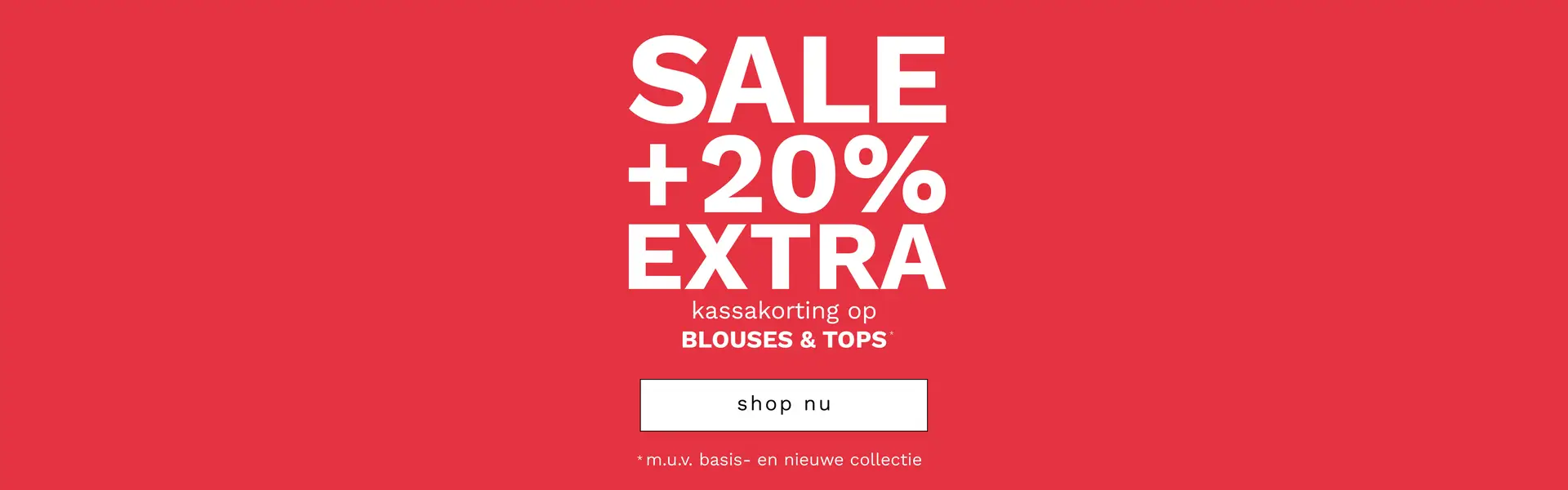 20% extra kassakorting blouses en tops
