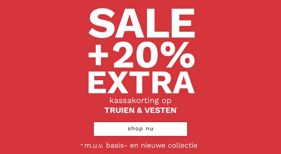 20% extra kassakorting truien en vesten