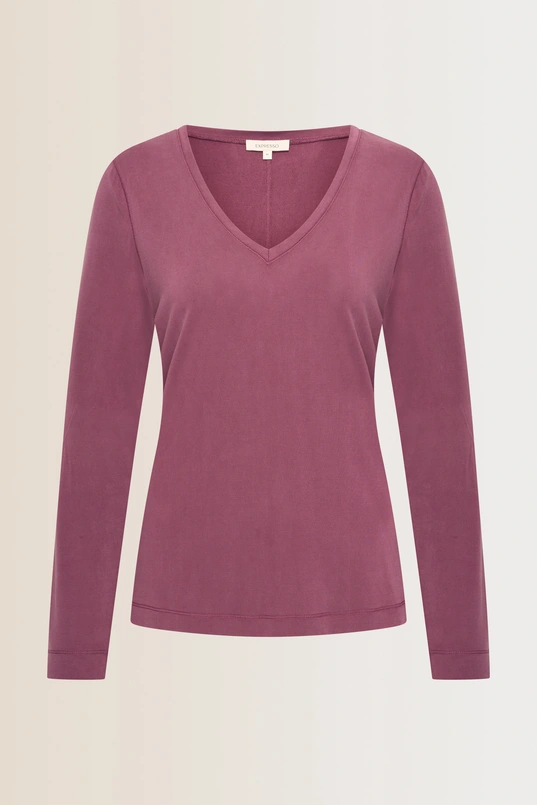 Aangesloten top met V-hals