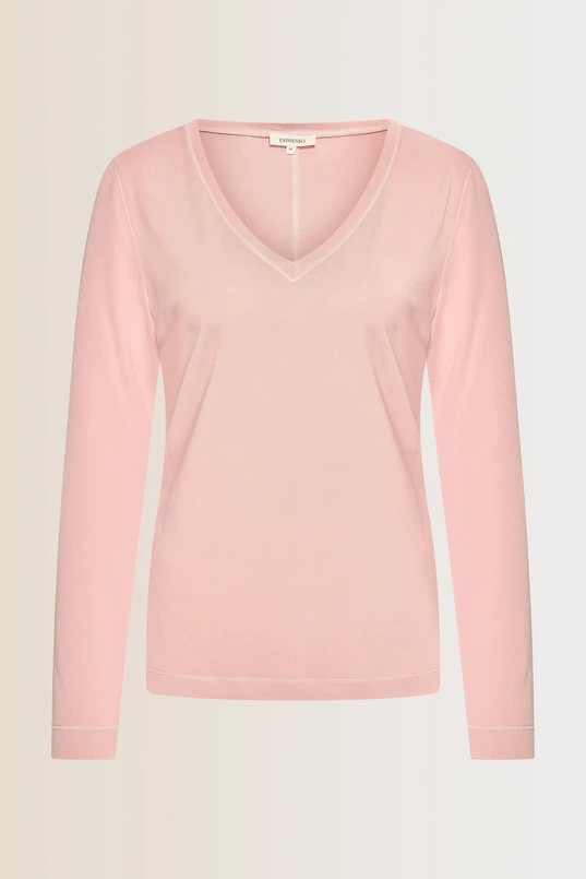 Aangesloten top met V-hals