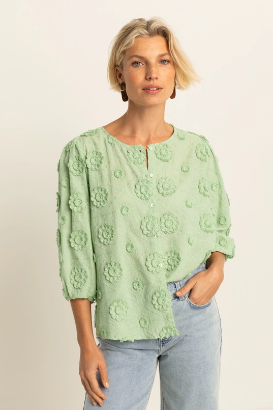 Blouse met bloemapplicaties