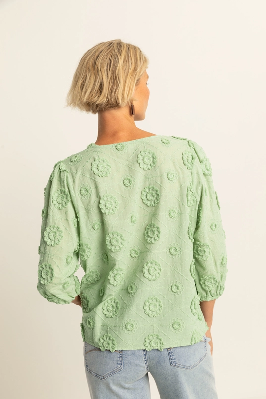 Blouse met bloemapplicaties