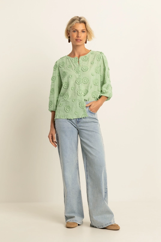 Blouse met bloemapplicaties