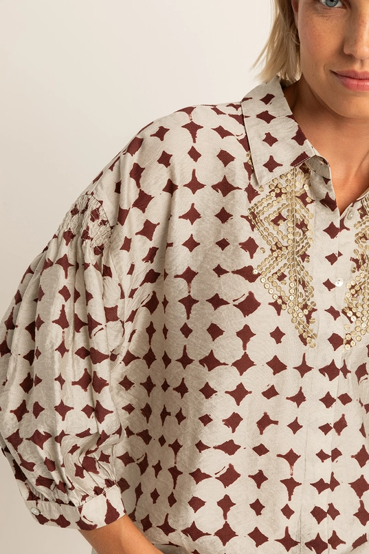 Blouse met gesmockte details