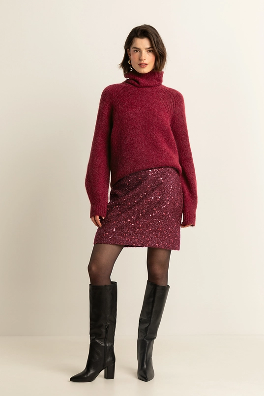 Bouclé rok met paillettendetail