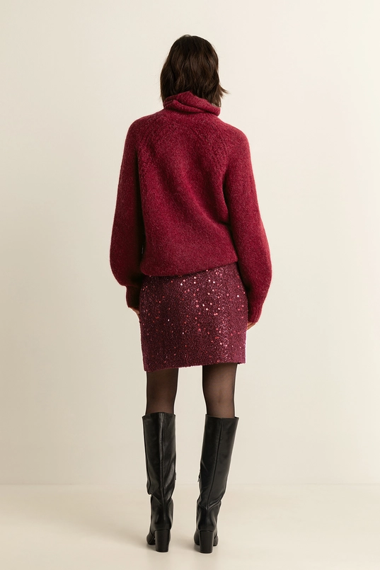 Bouclé rok met paillettendetail
