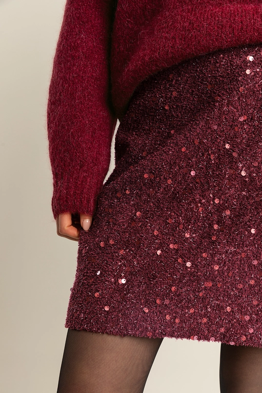 Bouclé rok met paillettendetail