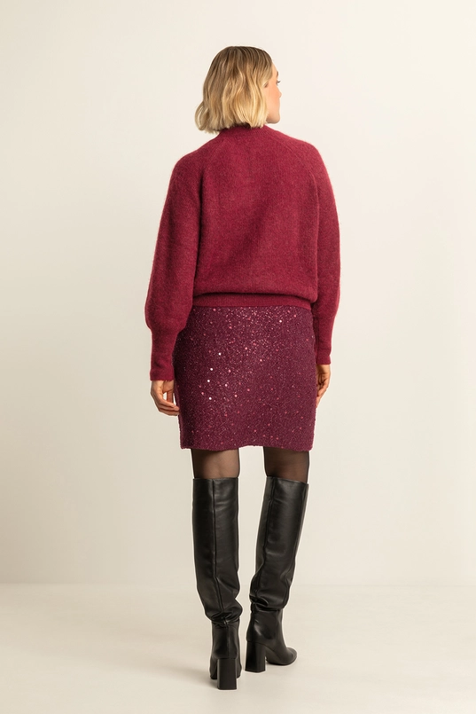 Bouclé rok met paillettendetail