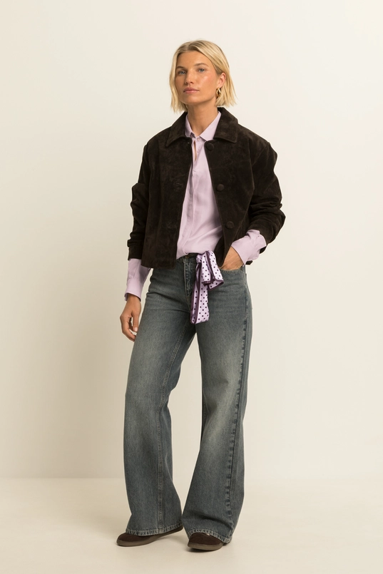 Coat woven suede short
