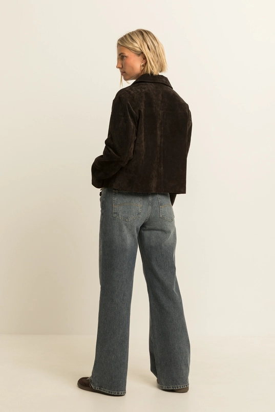 Coat woven suede short