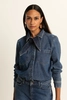 Denim blouse met strikdetail