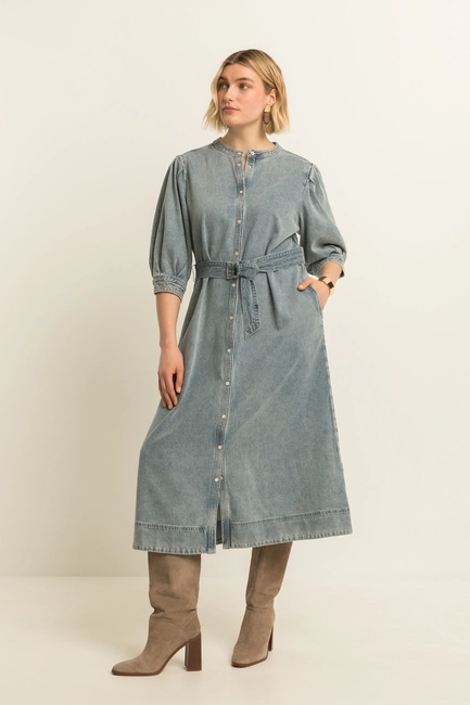 Denim doorknoopjurk
