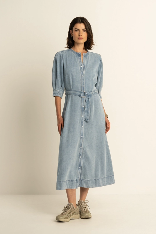 Denim doorknoopjurk