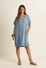 Denim jurk met V-hals
