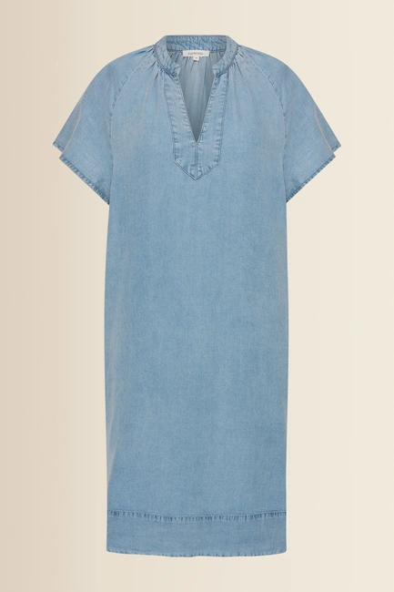 Denim jurk met V-hals