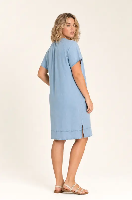 Denim jurk met V-hals