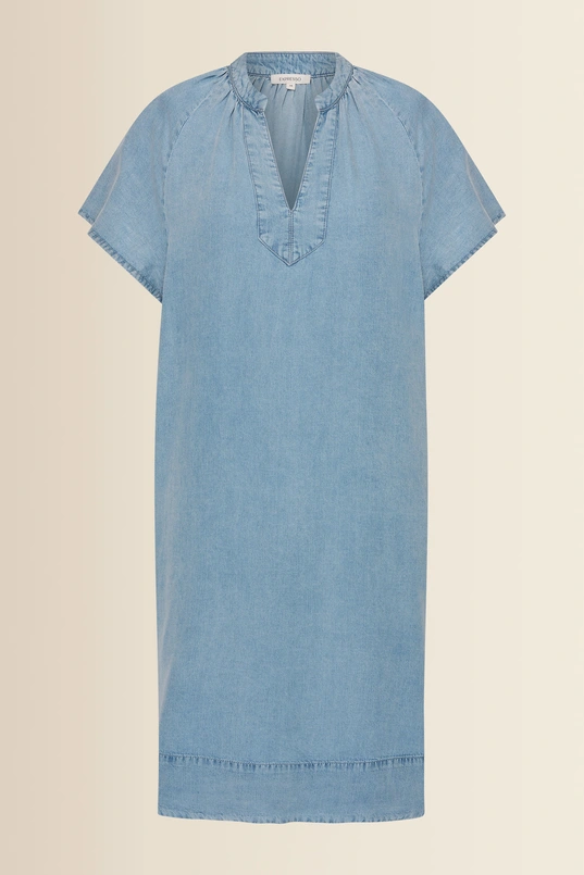 Denim jurk met V-hals