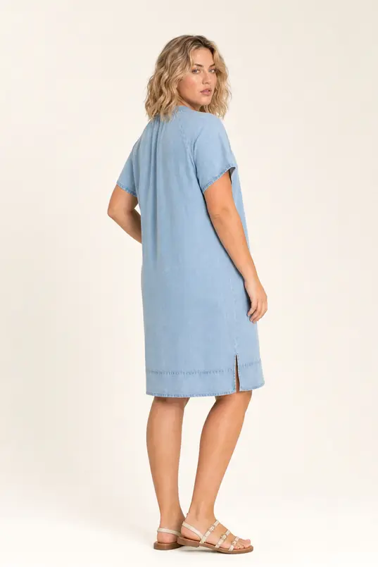 Denim jurk met V-hals