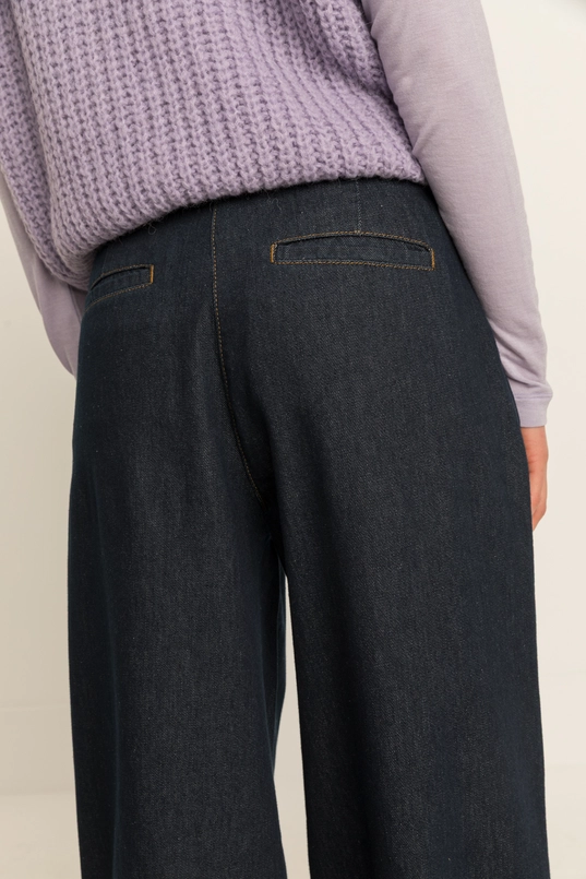 Denim pantalon met wijde pijpen