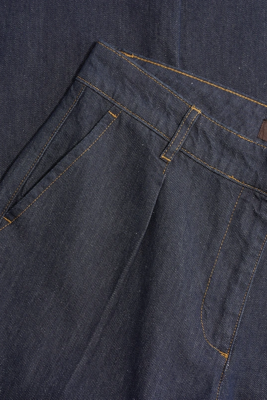 Denim pantalon met wijde pijpen