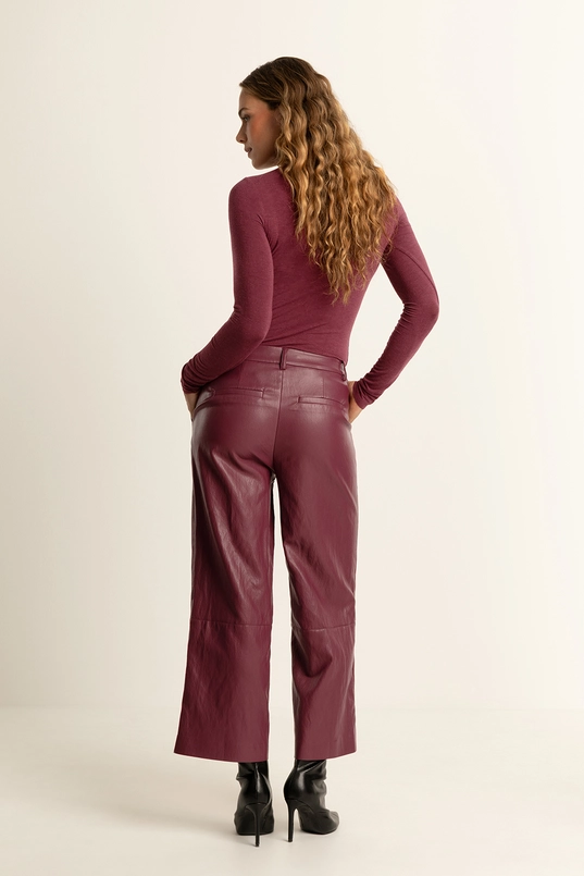 Faux-leather culotte