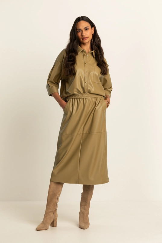 Faux leather midi-rok