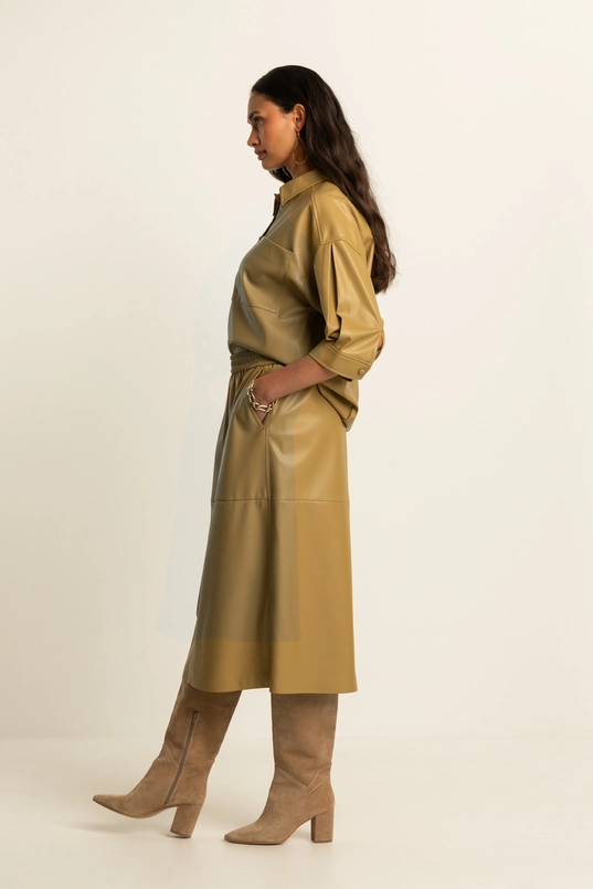 Faux leather midi-rok