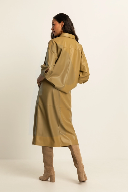 Faux leather midi-rok