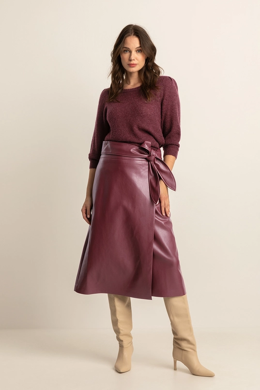 Faux-leather overslag rok