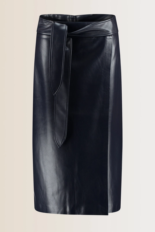 Faux-leather overslag rok