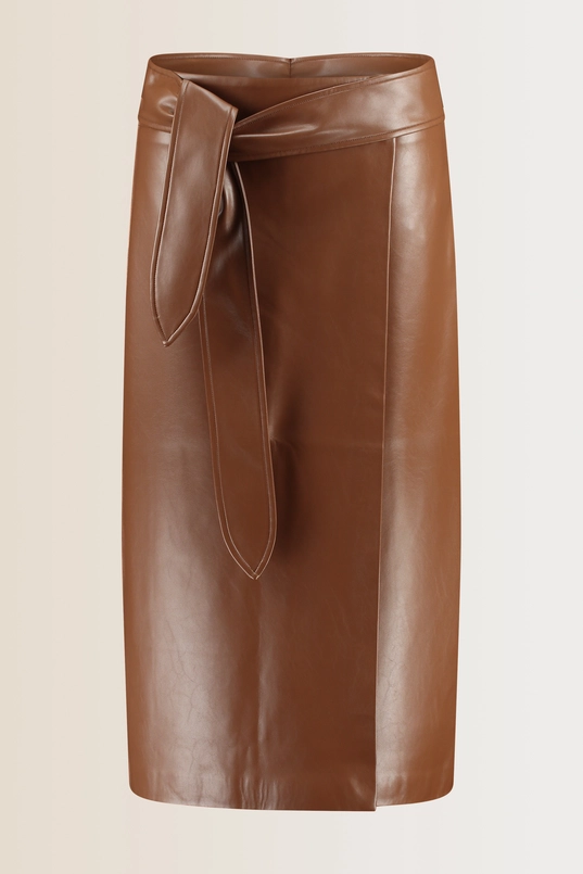 Faux-leather overslag rok