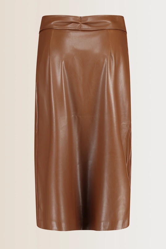 Faux-leather overslag rok