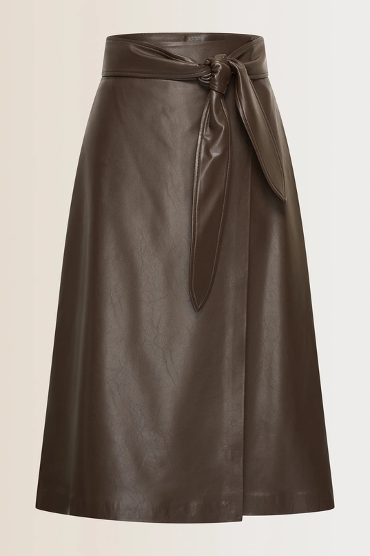 Faux-leather overslag rok