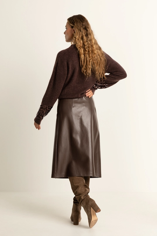 Faux-leather overslag rok