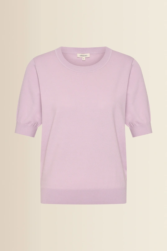 Fijngebreide trui met korte mouwen