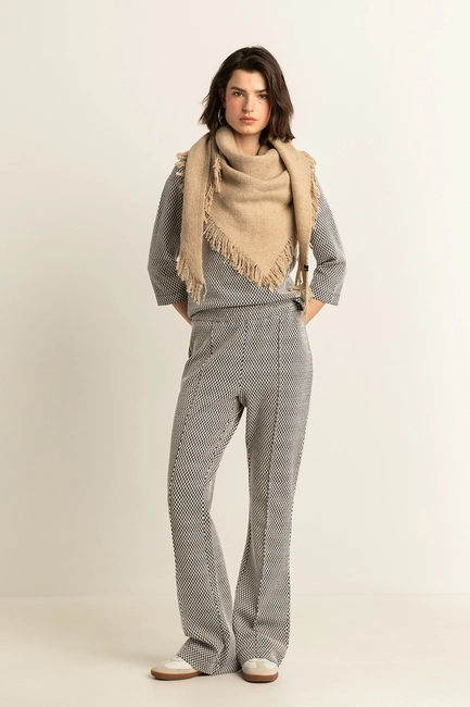 Flared jacquard broek