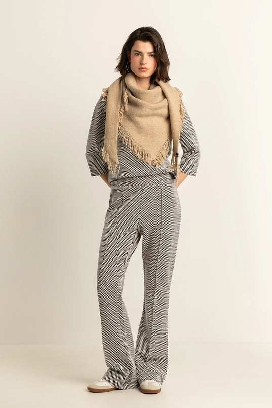 Flared jacquard broek