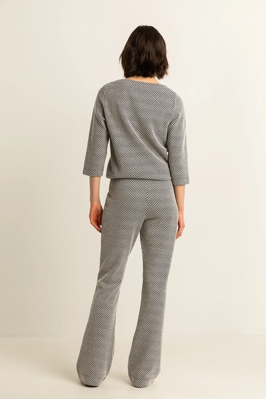 Flared jacquard broek