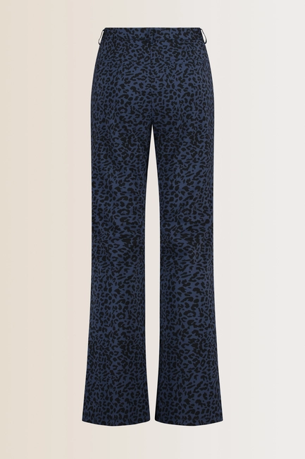 Flared travelbroek met luipaardprint
