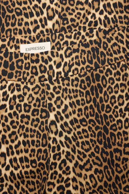 Flared travelbroek met luipaardprint