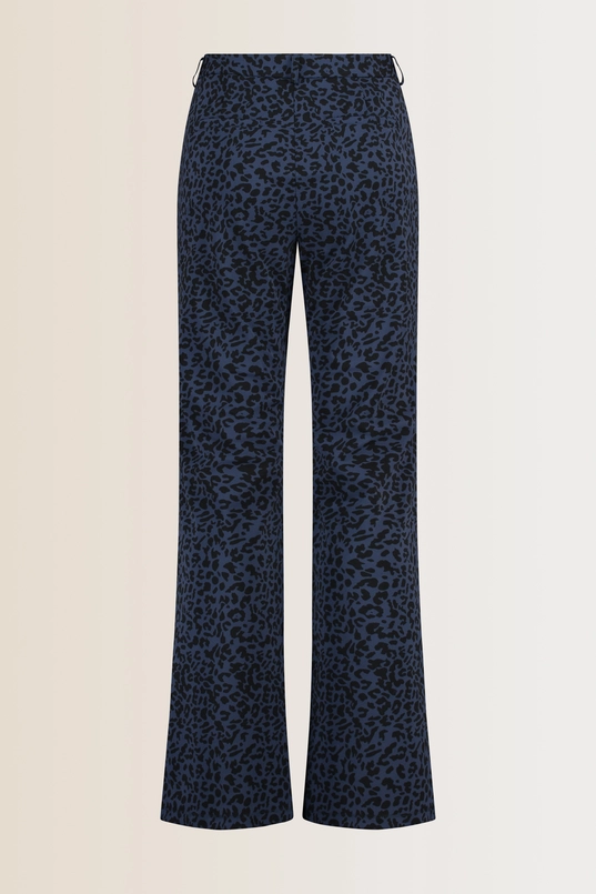 Flared travelbroek met luipaardprint