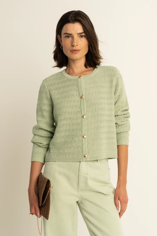 Gebreid vest met knopen