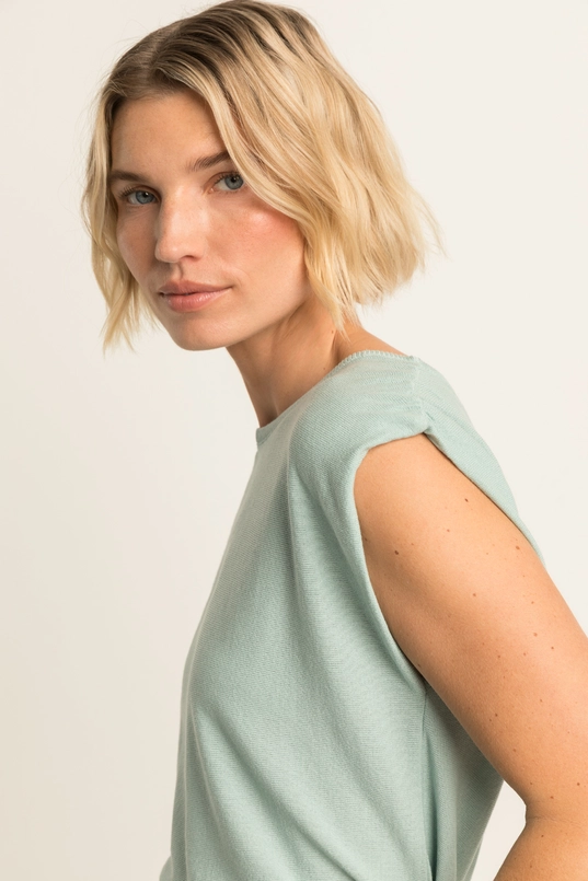 Gebreide spencer met ruchedetails