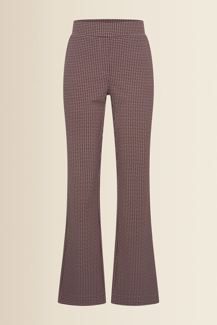 Geruite pantalon met flared pijp