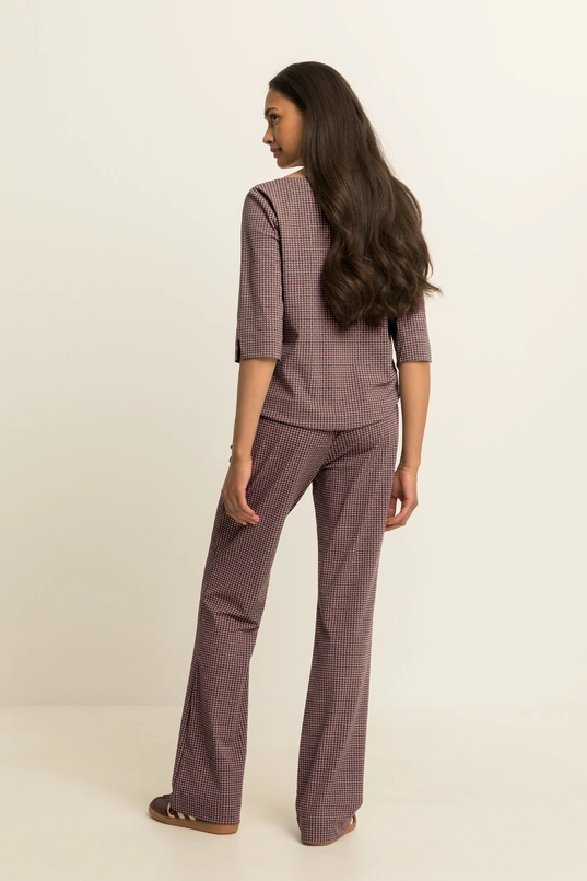 Geruite pantalon met flared pijp