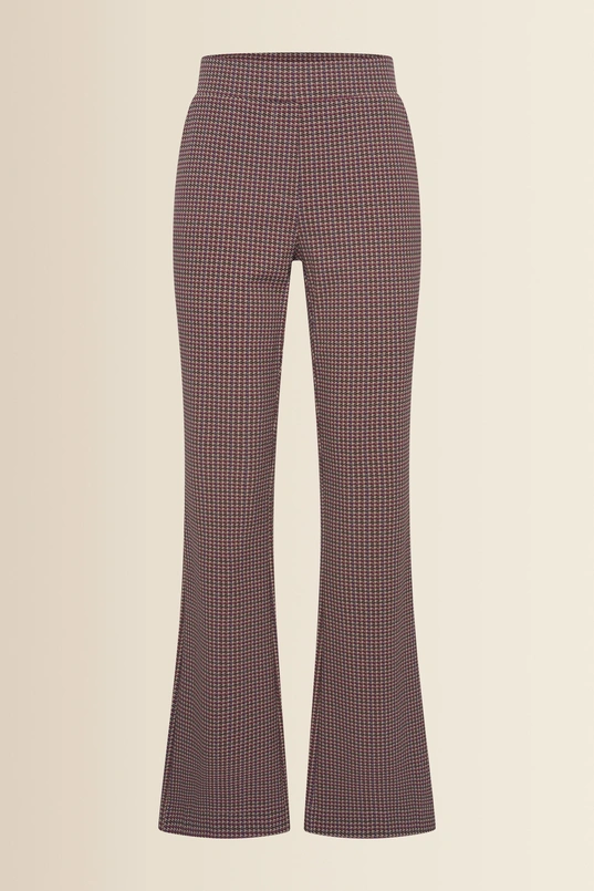 Geruite pantalon met flared pijp