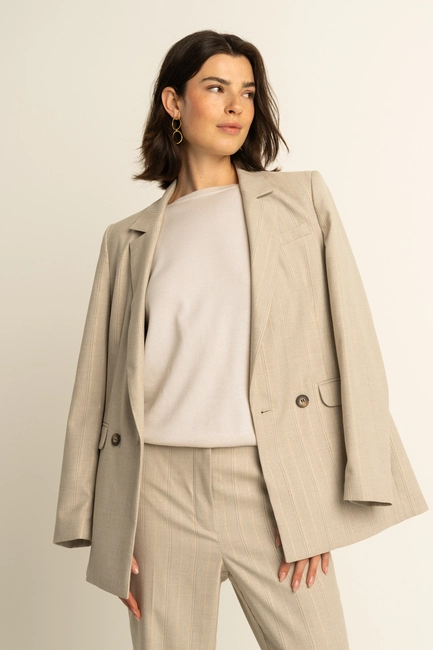 Gestreepte double breasted blazer