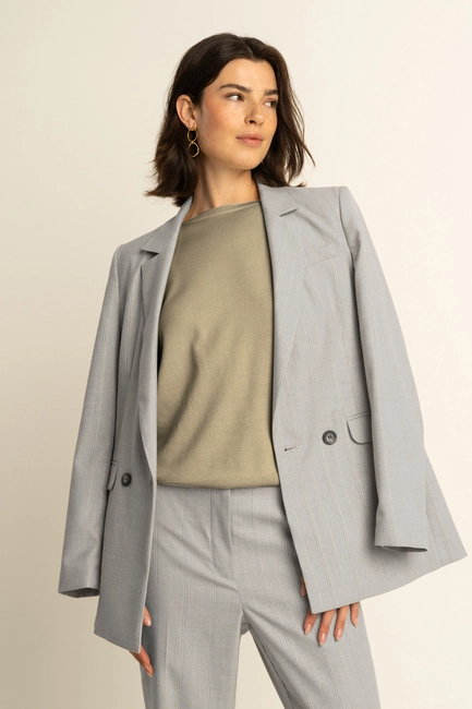Gestreepte double breasted blazer