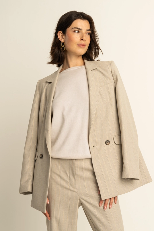 Gestreepte double breasted blazer