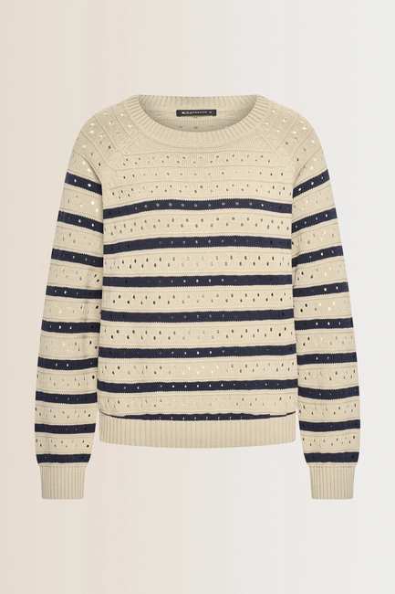 Gestreepte pointelle trui